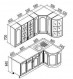 Гарнитур Классика угловой 1230х2100 с гнутыми фасадами (высота навесных шкафов  700)